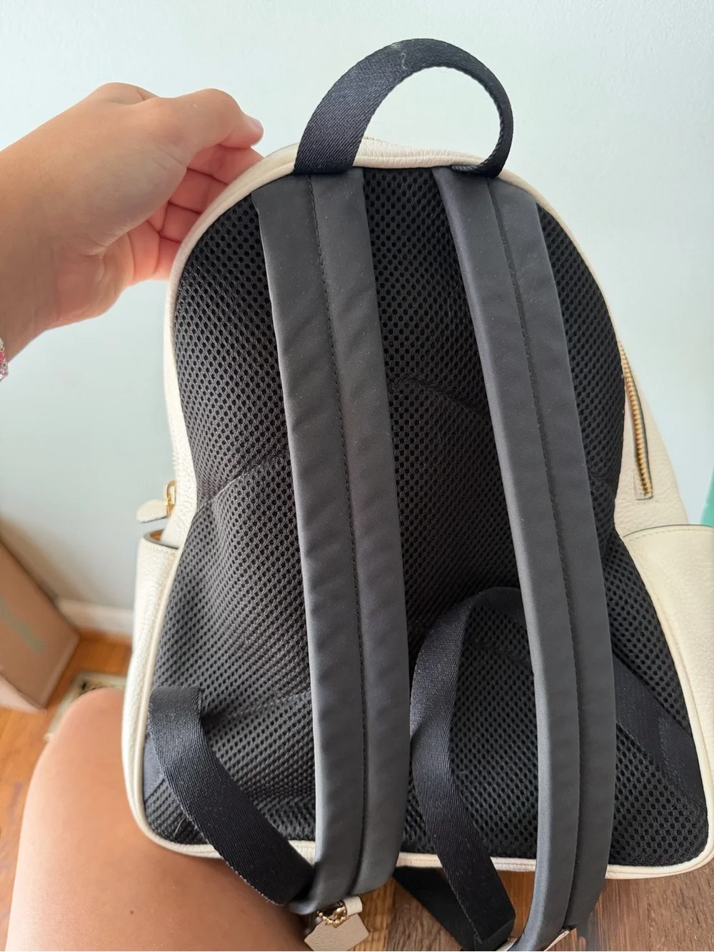 Coach Pebbled Leather Mini Backpack - Ivory Cream with Gold Hardware